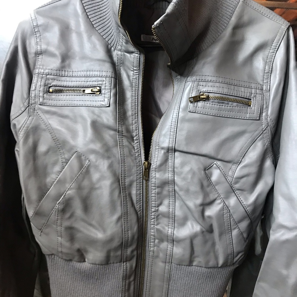 Leather gray jacket